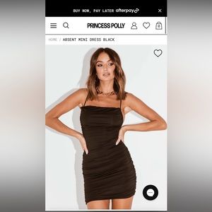 PRINCESS POLLY Absent Mini Dress Black. Size US 8